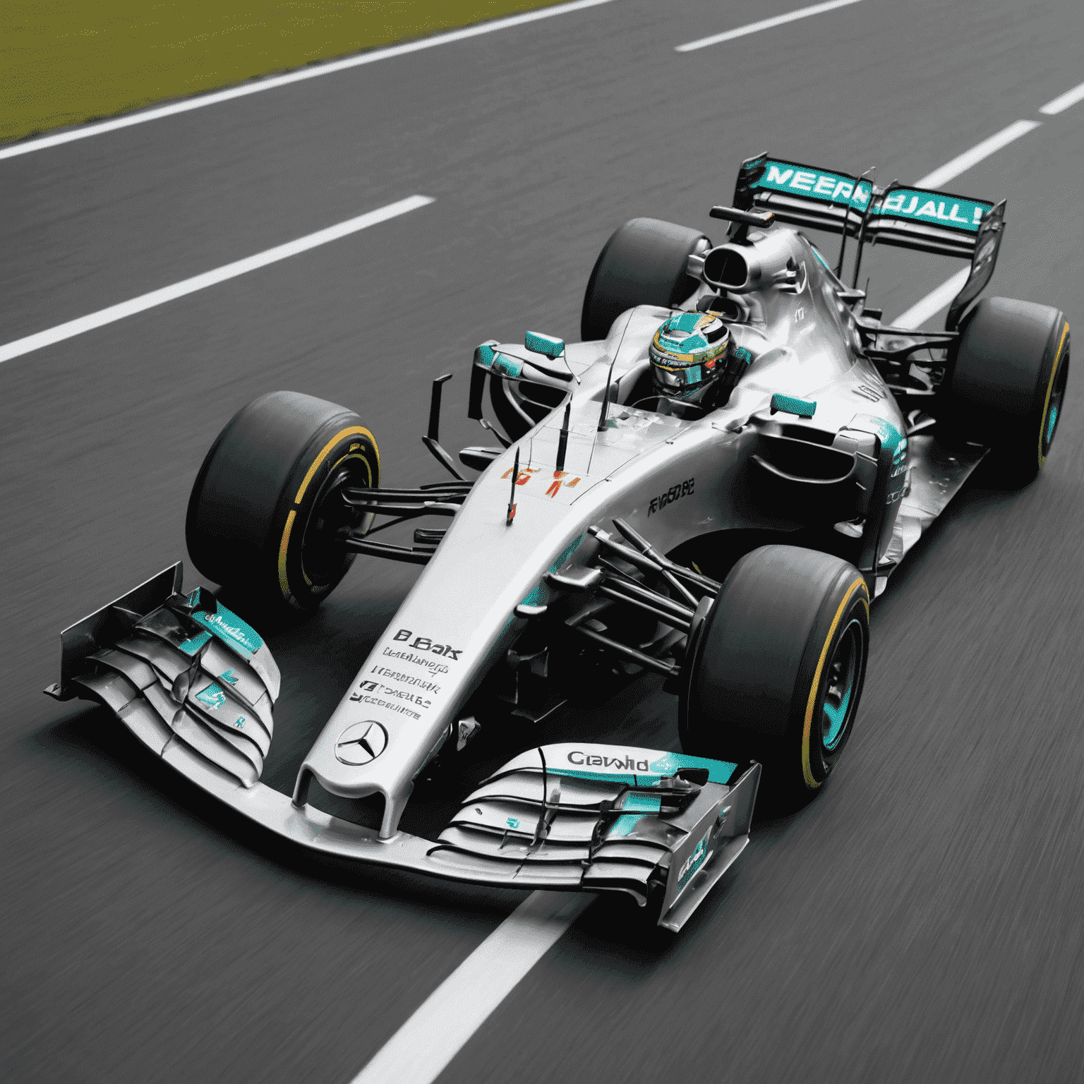 Mercedes F1 car on track, showcasing its sleek silver livery and aerodynamic improvements