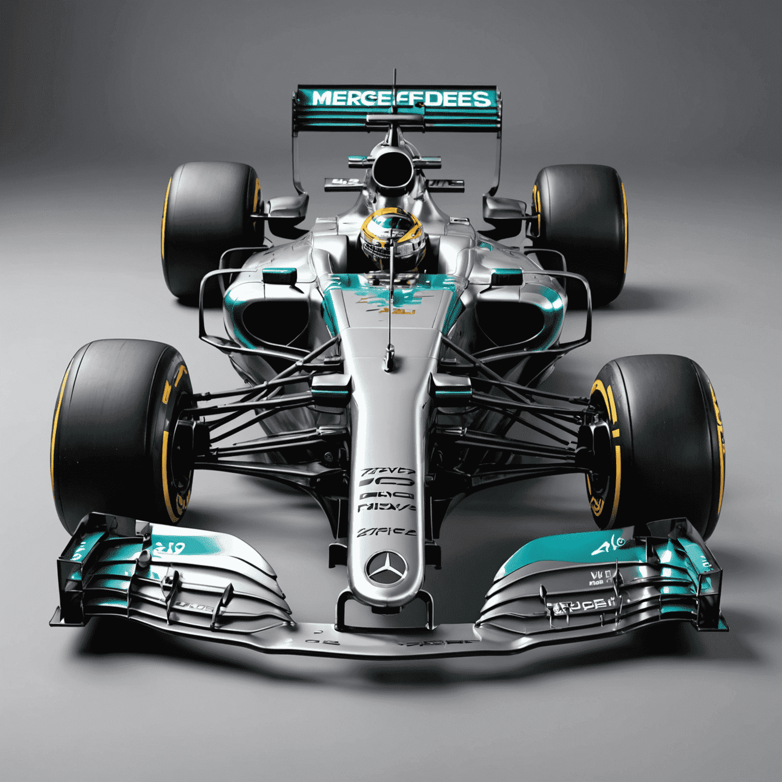 Mercedes F1 car suspension system, showcasing new geometry and damper technology